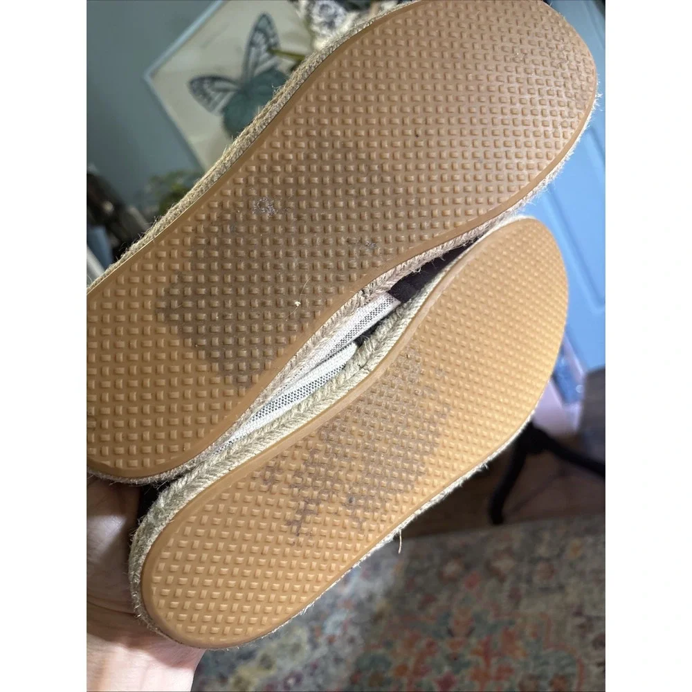 Toms Alpargata Espadrille Black/ Striped Flats‎ Shoes Womens Size 9